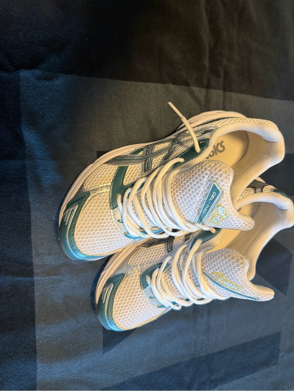 ASICS Kids White and Teal Athletic Sneakers